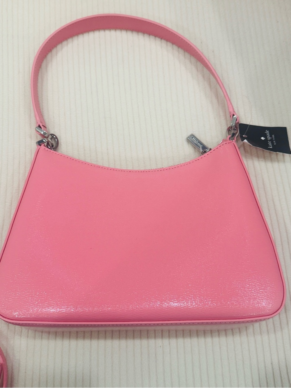 kate spade New Pink Embossed Floral Beaded Leather shoulder bag Crossbody strap - Picture 11 of 11